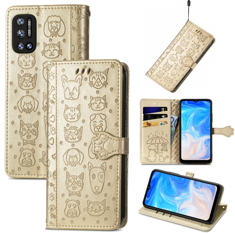 Cat and Dog Embossed Horizontal Flip Phone Leather Case with Holder & Card Slot & Wallet & Lanyard, For Doogee N40 Pro, For Infinix Zero 8, For OPPO Realme C21Y, For Vodafone Smart E11