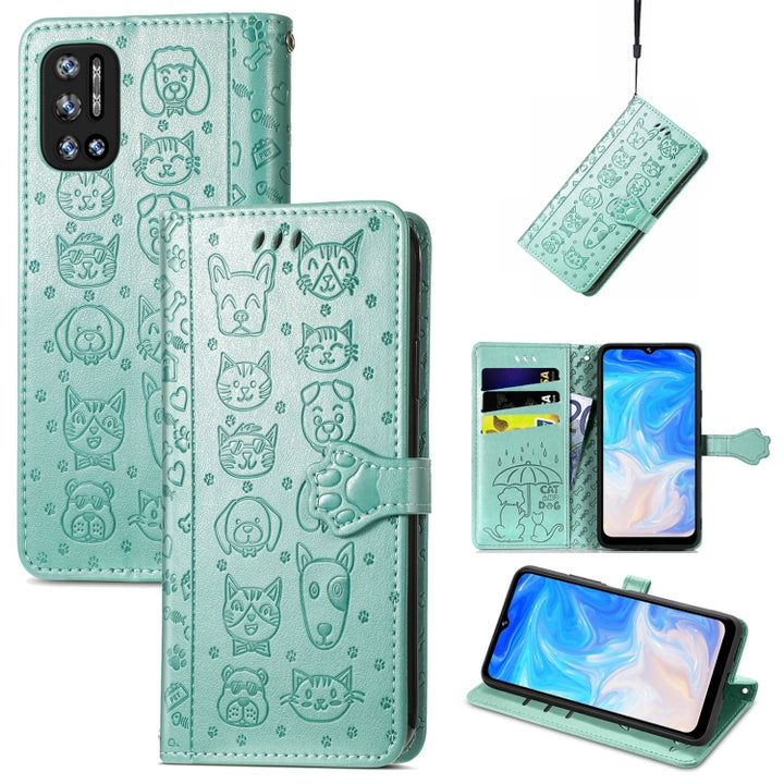 Cat and Dog Embossed Horizontal Flip Phone Leather Case with Holder & Card Slot & Wallet & Lanyard, For Doogee N40 Pro, For Infinix Zero 8, For OPPO Realme C21Y, For Vodafone Smart E11