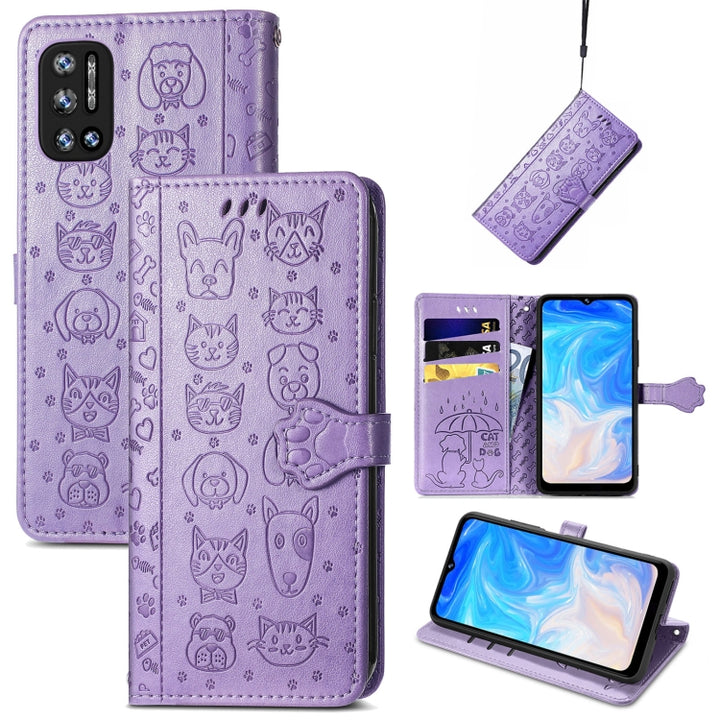 Cat and Dog Embossed Horizontal Flip Phone Leather Case with Holder & Card Slot & Wallet & Lanyard, For Doogee N40 Pro, For Infinix Zero 8, For OPPO Realme C21Y, For Vodafone Smart E11