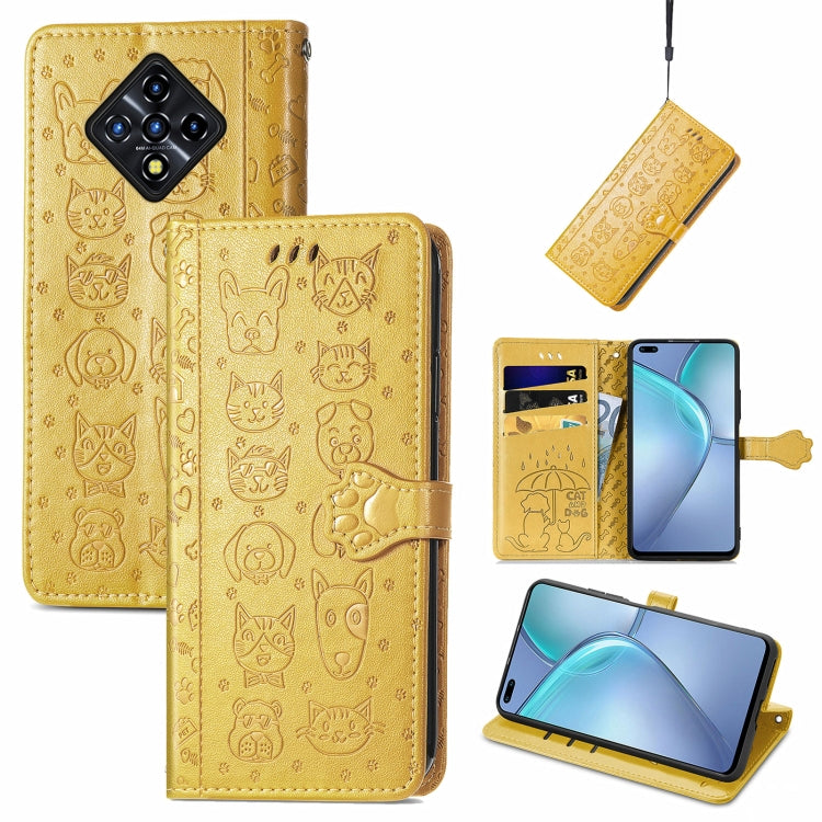 Cat and Dog Embossed Horizontal Flip Phone Leather Case with Holder & Card Slot & Wallet & Lanyard, For Doogee N40 Pro, For Infinix Zero 8, For OPPO Realme C21Y, For Vodafone Smart E11