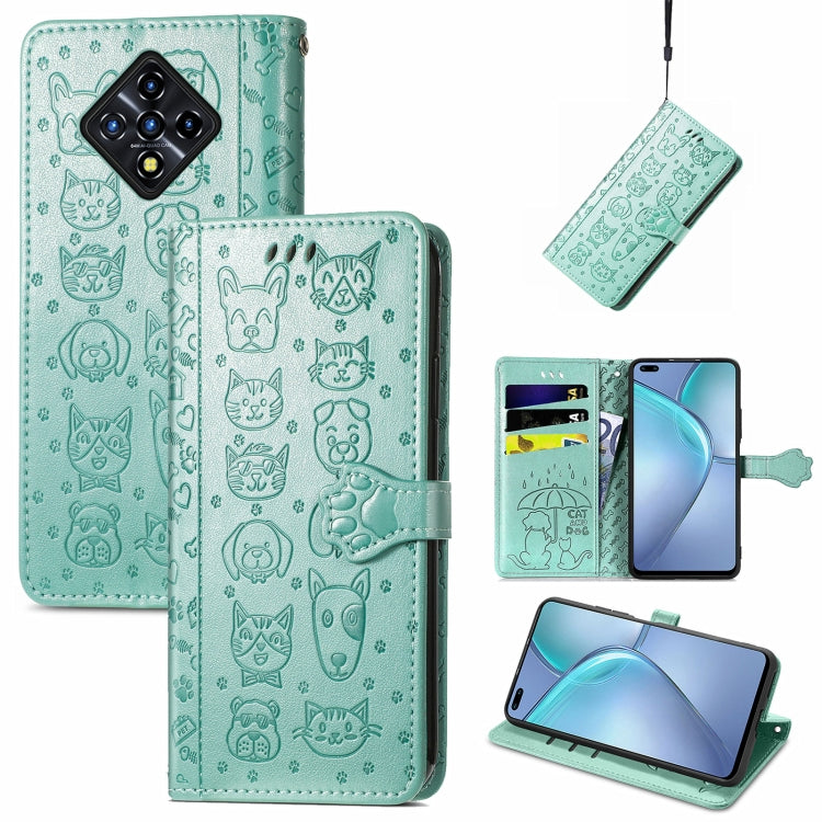 Cat and Dog Embossed Horizontal Flip Phone Leather Case with Holder & Card Slot & Wallet & Lanyard, For Doogee N40 Pro, For Infinix Zero 8, For OPPO Realme C21Y, For Vodafone Smart E11