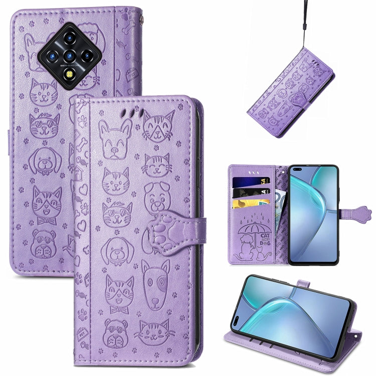 Cat and Dog Embossed Horizontal Flip Phone Leather Case with Holder & Card Slot & Wallet & Lanyard, For Doogee N40 Pro, For Infinix Zero 8, For OPPO Realme C21Y, For Vodafone Smart E11