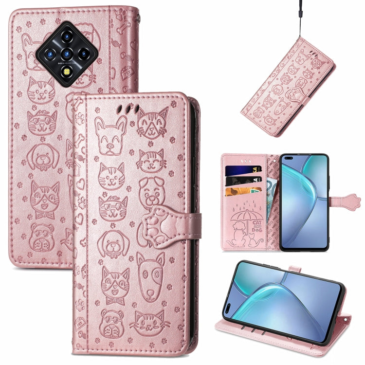 Cat and Dog Embossed Horizontal Flip Phone Leather Case with Holder & Card Slot & Wallet & Lanyard, For Doogee N40 Pro, For Infinix Zero 8, For OPPO Realme C21Y, For Vodafone Smart E11