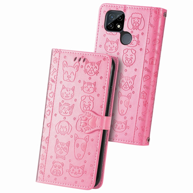 Cat and Dog Embossed Horizontal Flip Phone Leather Case with Holder & Card Slot & Wallet & Lanyard, For Doogee N40 Pro, For Infinix Zero 8, For OPPO Realme C21Y, For Vodafone Smart E11