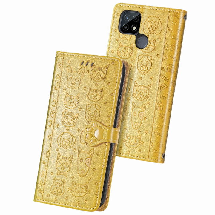 Cat and Dog Embossed Horizontal Flip Phone Leather Case with Holder & Card Slot & Wallet & Lanyard, For Doogee N40 Pro, For Infinix Zero 8, For OPPO Realme C21Y, For Vodafone Smart E11