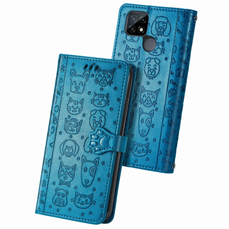 Cat and Dog Embossed Horizontal Flip Phone Leather Case with Holder & Card Slot & Wallet & Lanyard, For Doogee N40 Pro, For Infinix Zero 8, For OPPO Realme C21Y, For Vodafone Smart E11