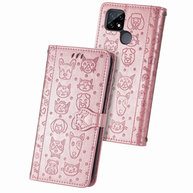 Cat and Dog Embossed Horizontal Flip Phone Leather Case with Holder & Card Slot & Wallet & Lanyard, For Doogee N40 Pro, For Infinix Zero 8, For OPPO Realme C21Y, For Vodafone Smart E11