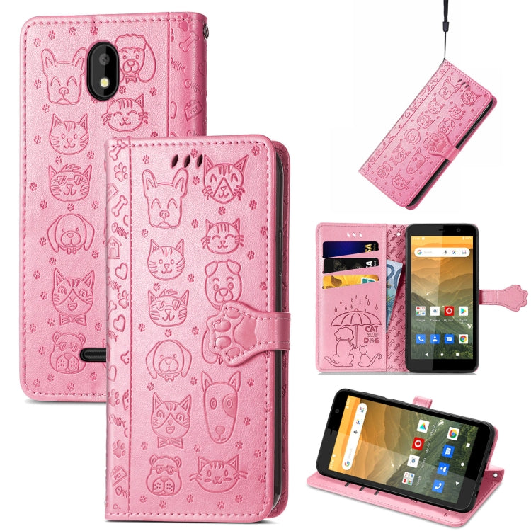 Cat and Dog Embossed Horizontal Flip Phone Leather Case with Holder & Card Slot & Wallet & Lanyard, For Doogee N40 Pro, For Infinix Zero 8, For OPPO Realme C21Y, For Vodafone Smart E11