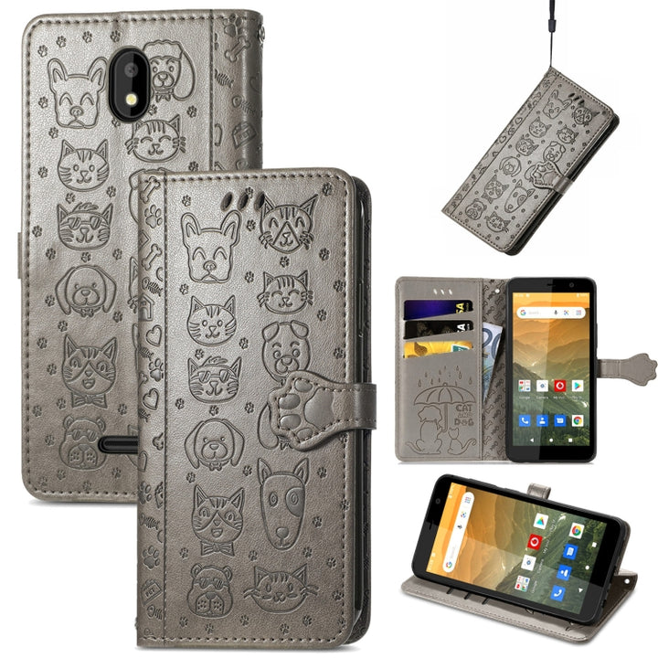 Cat and Dog Embossed Horizontal Flip Phone Leather Case with Holder & Card Slot & Wallet & Lanyard, For Doogee N40 Pro, For Infinix Zero 8, For OPPO Realme C21Y, For Vodafone Smart E11