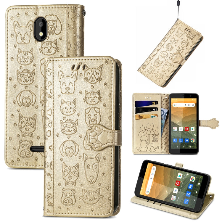 Cat and Dog Embossed Horizontal Flip Phone Leather Case with Holder & Card Slot & Wallet & Lanyard, For Doogee N40 Pro, For Infinix Zero 8, For OPPO Realme C21Y, For Vodafone Smart E11