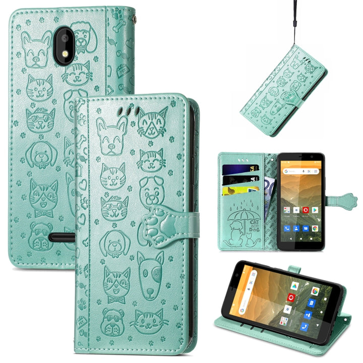 Cat and Dog Embossed Horizontal Flip Phone Leather Case with Holder & Card Slot & Wallet & Lanyard, For Doogee N40 Pro, For Infinix Zero 8, For OPPO Realme C21Y, For Vodafone Smart E11