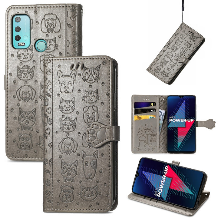 Cat and Dog Embossed Horizontal Flip Phone Leather Case with Holder & Card Slot & Wallet & Lanyard, For Wiko Power U30, For Xiaomi Mi 11T / 11T Pro, For Honor Play 5T Youth, For Google Pixel 6