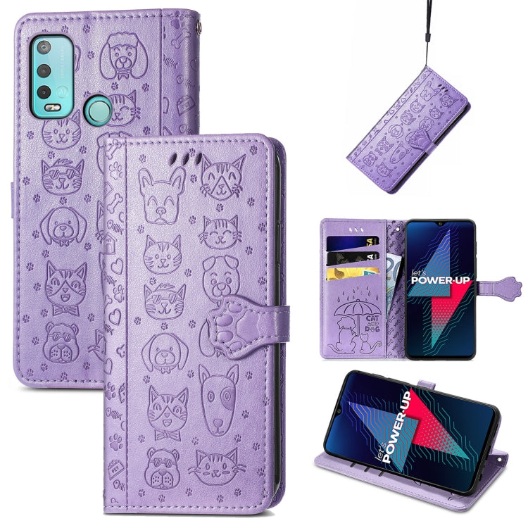 Cat and Dog Embossed Horizontal Flip Phone Leather Case with Holder & Card Slot & Wallet & Lanyard, For Wiko Power U30, For Xiaomi Mi 11T / 11T Pro, For Honor Play 5T Youth, For Google Pixel 6