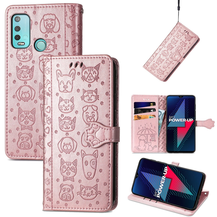 Cat and Dog Embossed Horizontal Flip Phone Leather Case with Holder & Card Slot & Wallet & Lanyard, For Wiko Power U30, For Xiaomi Mi 11T / 11T Pro, For Honor Play 5T Youth, For Google Pixel 6