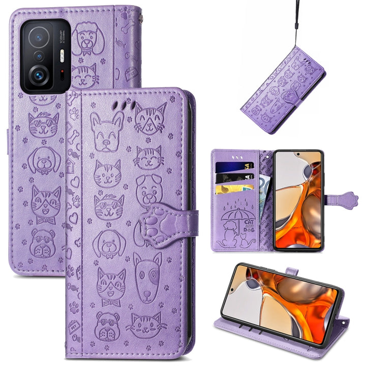 Cat and Dog Embossed Horizontal Flip Phone Leather Case with Holder & Card Slot & Wallet & Lanyard, For Wiko Power U30, For Xiaomi Mi 11T / 11T Pro, For Honor Play 5T Youth, For Google Pixel 6