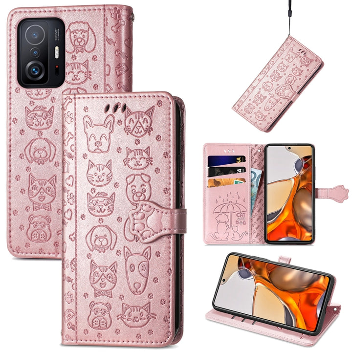 Cat and Dog Embossed Horizontal Flip Phone Leather Case with Holder & Card Slot & Wallet & Lanyard, For Wiko Power U30, For Xiaomi Mi 11T / 11T Pro, For Honor Play 5T Youth, For Google Pixel 6