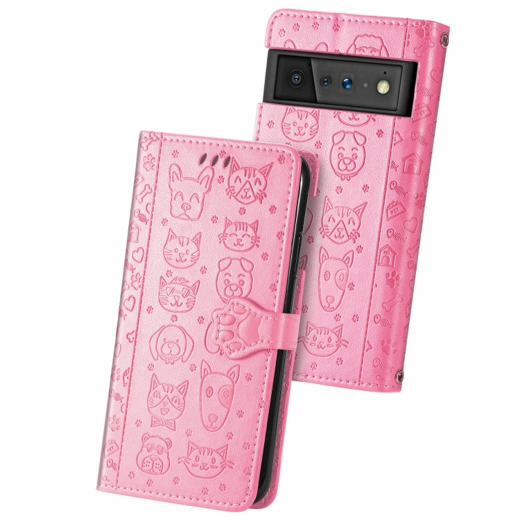 Cat and Dog Embossed Horizontal Flip Phone Leather Case with Holder & Card Slot & Wallet & Lanyard, For Wiko Power U30, For Xiaomi Mi 11T / 11T Pro, For Honor Play 5T Youth, For Google Pixel 6