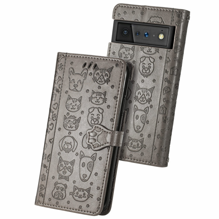 Cat and Dog Embossed Horizontal Flip Phone Leather Case with Holder & Card Slot & Wallet & Lanyard, For Wiko Power U30, For Xiaomi Mi 11T / 11T Pro, For Honor Play 5T Youth, For Google Pixel 6