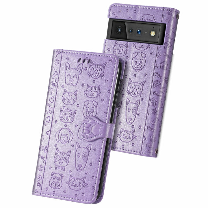 Cat and Dog Embossed Horizontal Flip Phone Leather Case with Holder & Card Slot & Wallet & Lanyard, For Wiko Power U30, For Xiaomi Mi 11T / 11T Pro, For Honor Play 5T Youth, For Google Pixel 6