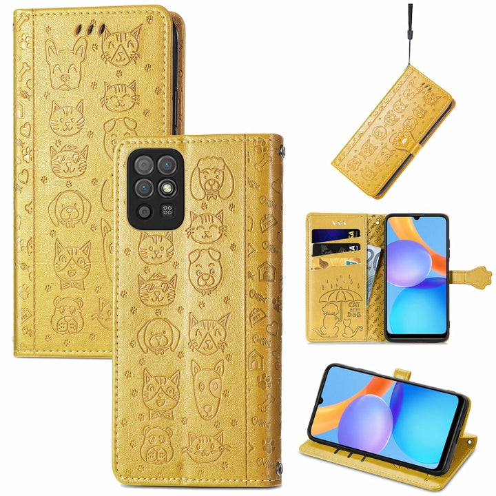 Cat and Dog Embossed Horizontal Flip Phone Leather Case with Holder & Card Slot & Wallet & Lanyard, For Wiko Power U30, For Xiaomi Mi 11T / 11T Pro, For Honor Play 5T Youth, For Google Pixel 6