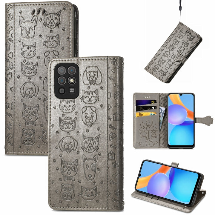 Cat and Dog Embossed Horizontal Flip Phone Leather Case with Holder & Card Slot & Wallet & Lanyard, For Wiko Power U30, For Xiaomi Mi 11T / 11T Pro, For Honor Play 5T Youth, For Google Pixel 6