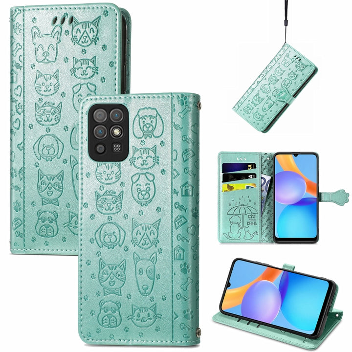 Cat and Dog Embossed Horizontal Flip Phone Leather Case with Holder & Card Slot & Wallet & Lanyard, For Wiko Power U30, For Xiaomi Mi 11T / 11T Pro, For Honor Play 5T Youth, For Google Pixel 6