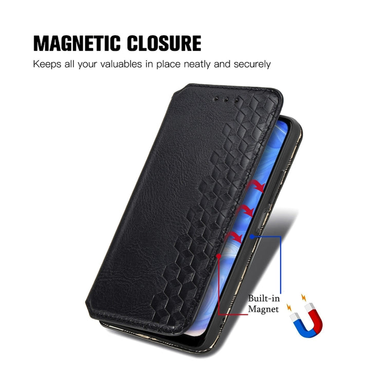 Cubic Grid Pressed Horizontal Flip Magnetic Leather Case with Holder & Card Slots & Wallet, For Doogee N40 Pro, For Infinix Zero 8, For OPPO Realme C21Y, For Vodafone Smart E11, For Wiko Power U30