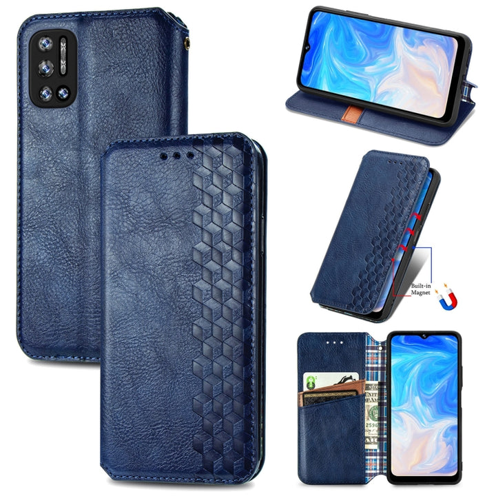 Cubic Grid Pressed Horizontal Flip Magnetic Leather Case with Holder & Card Slots & Wallet, For Doogee N40 Pro, For Infinix Zero 8, For OPPO Realme C21Y, For Vodafone Smart E11, For Wiko Power U30