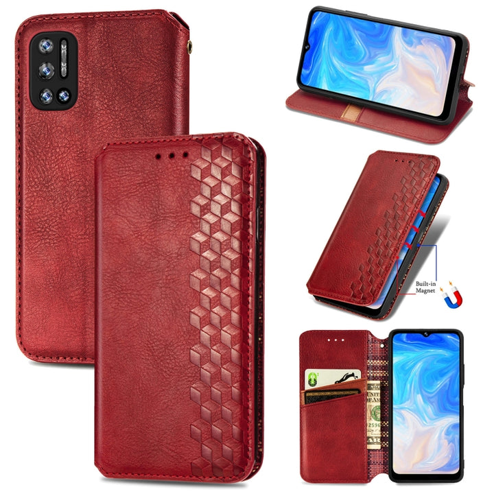 Cubic Grid Pressed Horizontal Flip Magnetic Leather Case with Holder & Card Slots & Wallet, For Doogee N40 Pro, For Infinix Zero 8, For OPPO Realme C21Y, For Vodafone Smart E11, For Wiko Power U30