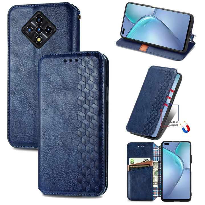 Cubic Grid Pressed Horizontal Flip Magnetic Leather Case with Holder & Card Slots & Wallet, For Doogee N40 Pro, For Infinix Zero 8, For OPPO Realme C21Y, For Vodafone Smart E11, For Wiko Power U30