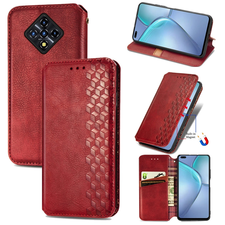 Cubic Grid Pressed Horizontal Flip Magnetic Leather Case with Holder & Card Slots & Wallet, For Doogee N40 Pro, For Infinix Zero 8, For OPPO Realme C21Y, For Vodafone Smart E11, For Wiko Power U30