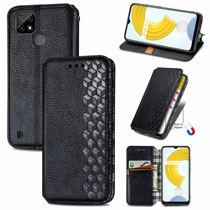 Cubic Grid Pressed Horizontal Flip Magnetic Leather Case with Holder & Card Slots & Wallet, For Doogee N40 Pro, For Infinix Zero 8, For OPPO Realme C21Y, For Vodafone Smart E11, For Wiko Power U30