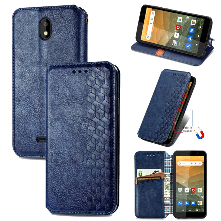 Cubic Grid Pressed Horizontal Flip Magnetic Leather Case with Holder & Card Slots & Wallet, For Doogee N40 Pro, For Infinix Zero 8, For OPPO Realme C21Y, For Vodafone Smart E11, For Wiko Power U30