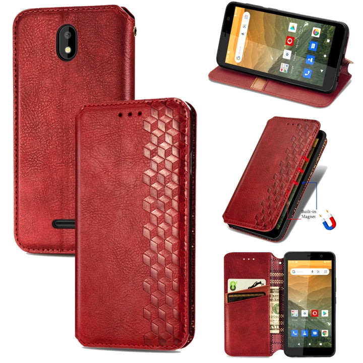 Cubic Grid Pressed Horizontal Flip Magnetic Leather Case with Holder & Card Slots & Wallet, For Doogee N40 Pro, For Infinix Zero 8, For OPPO Realme C21Y, For Vodafone Smart E11, For Wiko Power U30