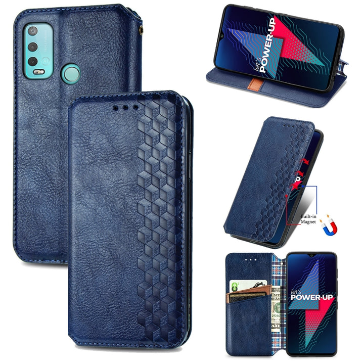 Cubic Grid Pressed Horizontal Flip Magnetic Leather Case with Holder & Card Slots & Wallet, For Doogee N40 Pro, For Infinix Zero 8, For OPPO Realme C21Y, For Vodafone Smart E11, For Wiko Power U30