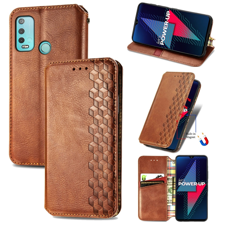 Cubic Grid Pressed Horizontal Flip Magnetic Leather Case with Holder & Card Slots & Wallet, For Doogee N40 Pro, For Infinix Zero 8, For OPPO Realme C21Y, For Vodafone Smart E11, For Wiko Power U30