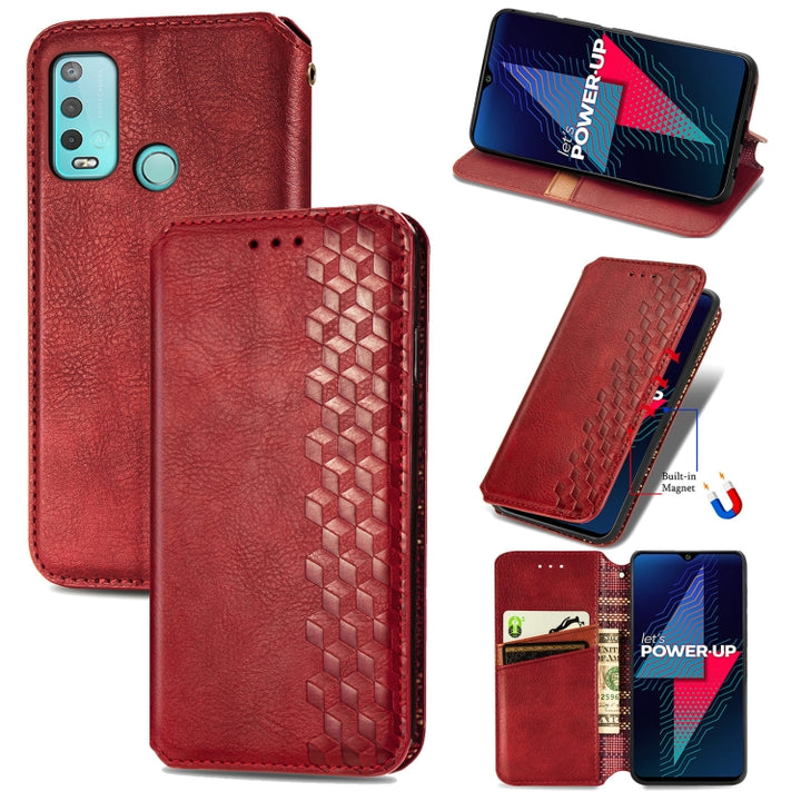 Cubic Grid Pressed Horizontal Flip Magnetic Leather Case with Holder & Card Slots & Wallet, For Doogee N40 Pro, For Infinix Zero 8, For OPPO Realme C21Y, For Vodafone Smart E11, For Wiko Power U30