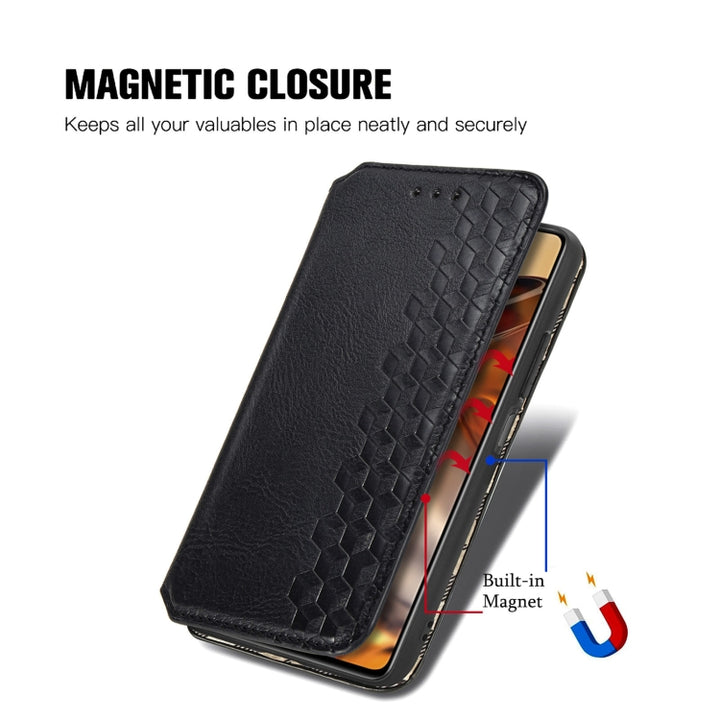 Cubic Grid Pressed Horizontal Flip Magnetic Leather Case with Holder & Card Slots & Wallet, For Xiaomi Mi 11T / Mi 11T Pro, For Google Pixel 6, For Honor Play 5T Youth