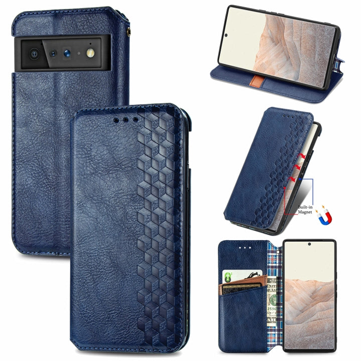 Cubic Grid Pressed Horizontal Flip Magnetic Leather Case with Holder & Card Slots & Wallet, For Xiaomi Mi 11T / Mi 11T Pro, For Google Pixel 6, For Honor Play 5T Youth