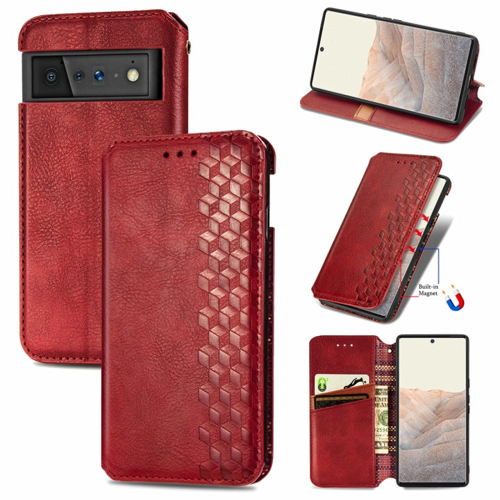 Cubic Grid Pressed Horizontal Flip Magnetic Leather Case with Holder & Card Slots & Wallet, For Xiaomi Mi 11T / Mi 11T Pro, For Google Pixel 6, For Honor Play 5T Youth