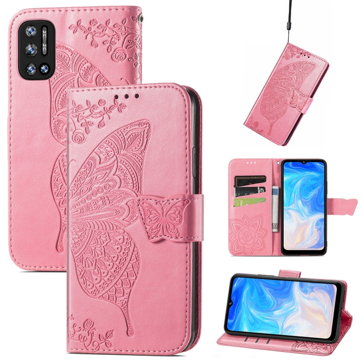 Butterfly Love Flowers Embossed Horizontal Flip Leather Case with Holder & Card Slots & Wallet & Lanyard, For DOOGEE N40 Pro, For Infinix Zero 8, For OPPO Realme C21Y, For Vodafone Smart E11