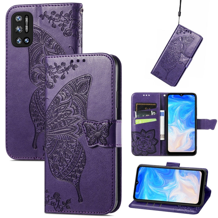 Butterfly Love Flowers Embossed Horizontal Flip Leather Case with Holder & Card Slots & Wallet & Lanyard, For DOOGEE N40 Pro, For Infinix Zero 8, For OPPO Realme C21Y, For Vodafone Smart E11