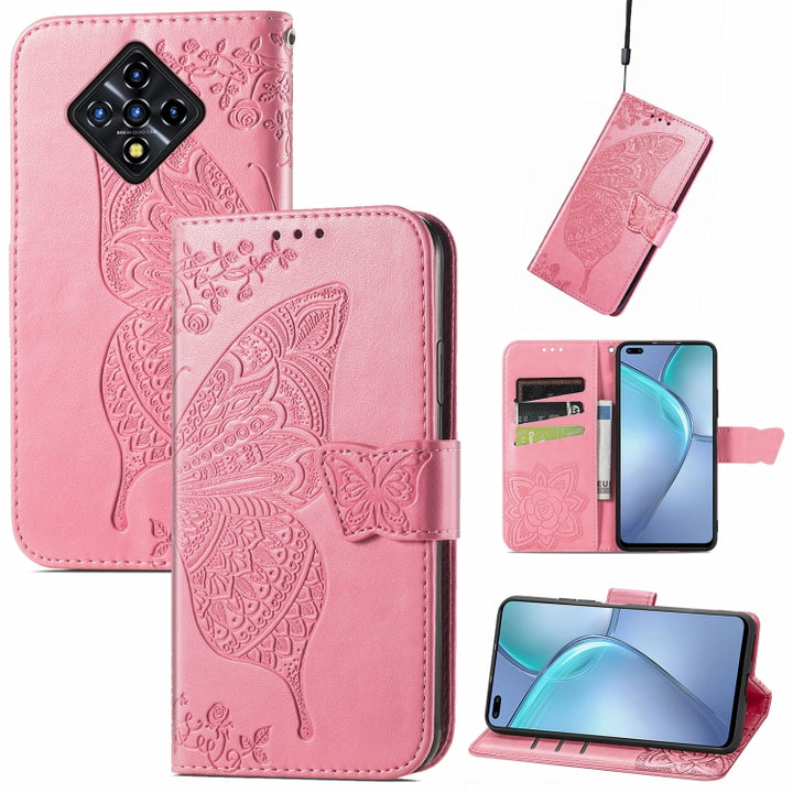 Butterfly Love Flowers Embossed Horizontal Flip Leather Case with Holder & Card Slots & Wallet & Lanyard, For DOOGEE N40 Pro, For Infinix Zero 8, For OPPO Realme C21Y, For Vodafone Smart E11