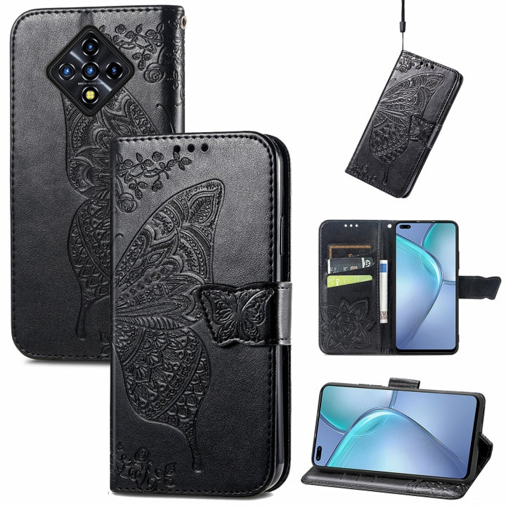 Butterfly Love Flowers Embossed Horizontal Flip Leather Case with Holder & Card Slots & Wallet & Lanyard, For DOOGEE N40 Pro, For Infinix Zero 8, For OPPO Realme C21Y, For Vodafone Smart E11