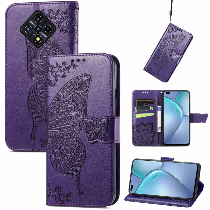 Butterfly Love Flowers Embossed Horizontal Flip Leather Case with Holder & Card Slots & Wallet & Lanyard, For DOOGEE N40 Pro, For Infinix Zero 8, For OPPO Realme C21Y, For Vodafone Smart E11