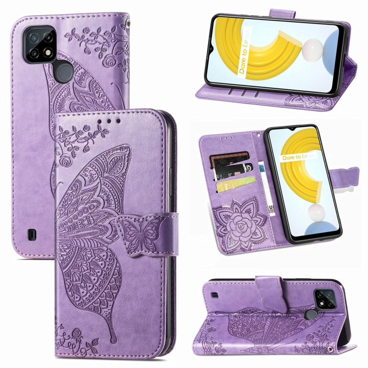 Butterfly Love Flowers Embossed Horizontal Flip Leather Case with Holder & Card Slots & Wallet & Lanyard, For DOOGEE N40 Pro, For Infinix Zero 8, For OPPO Realme C21Y, For Vodafone Smart E11