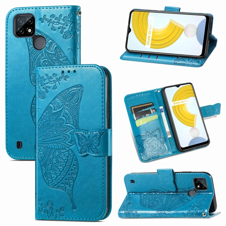 Butterfly Love Flowers Embossed Horizontal Flip Leather Case with Holder & Card Slots & Wallet & Lanyard, For DOOGEE N40 Pro, For Infinix Zero 8, For OPPO Realme C21Y, For Vodafone Smart E11