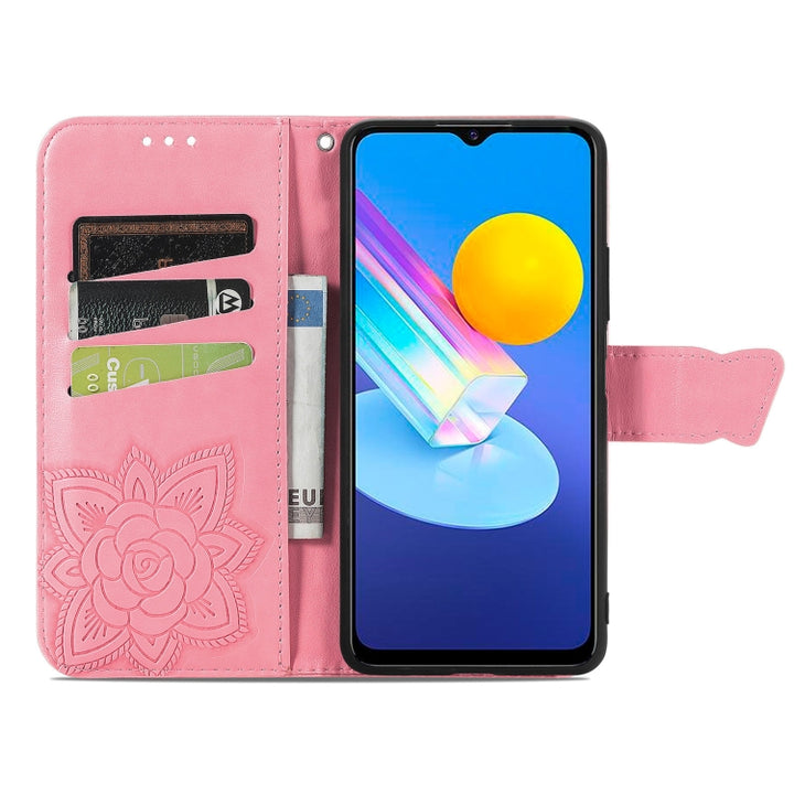 Butterfly Love Flowers Embossed Horizontal Flip Leather Case with Holder & Card Slots & Wallet & Lanyard, For vivo Y72 5G