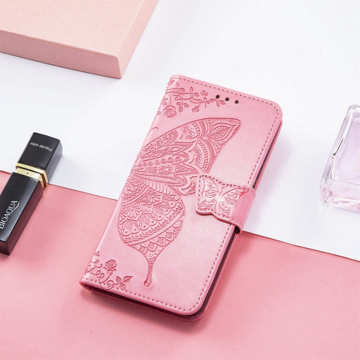 Butterfly Love Flowers Embossed Horizontal Flip Leather Case with Holder & Card Slots & Wallet & Lanyard, For vivo Y72 5G