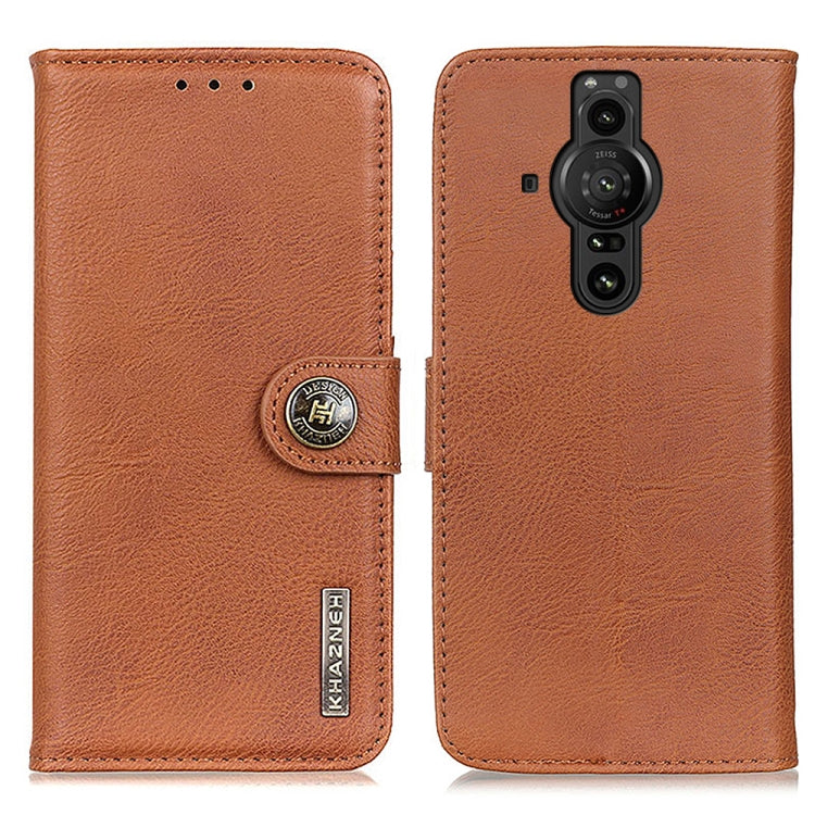 KHAZNEH Cowhide Texture Horizontal Flip Leather Phone Case with Holder & Card Slots & Wallet, For Sony Xperia Pro-I